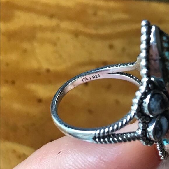 White Buffalo Royston Blue Horizon Turquoise Sterling Silver Ring Size 7 - Picture 4 of 8